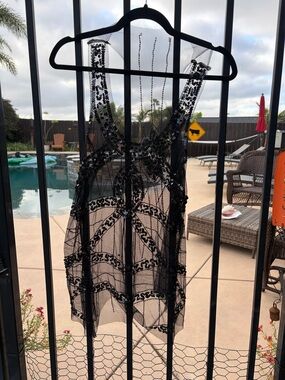 Sheer Black Beaded Mesh top!